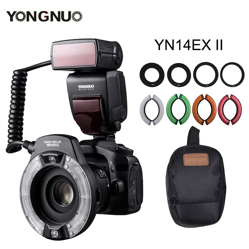 

Yongnuo YN14EX II Macro LED Ring Flash Light M TTL Flash with 4 Adapter Ring for Canon 5D4 1DX2 5Dsr 750D 6d2 DSLR Camera