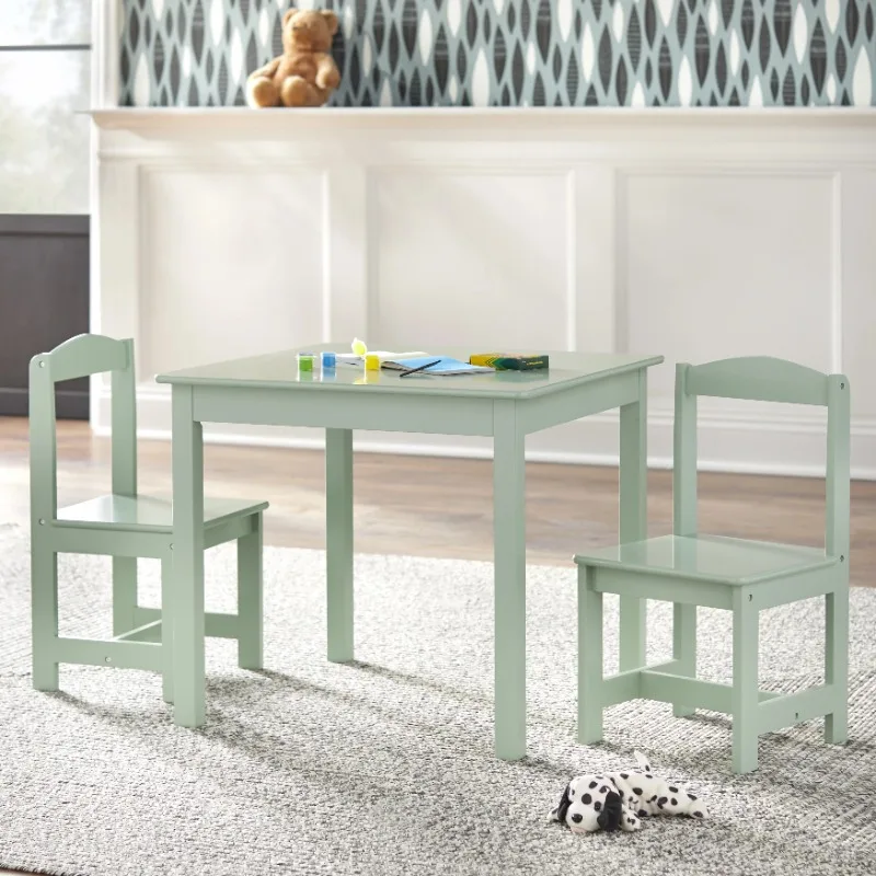

TMS Hayden детский прямоугольный деревянный стол и 2 стула, легко чистится, мятно-зеленый
