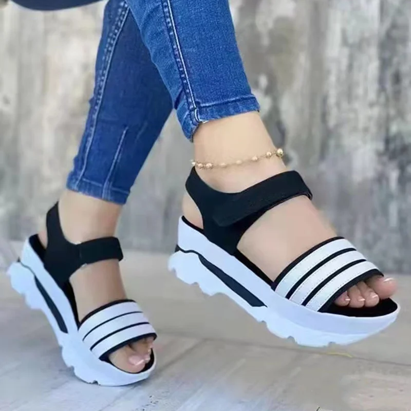 DOGHC Summer Slip on Women Wedges Sandals Platform High Heels Fashion Open Toe Ladies Casual Shoes Promotion Slides Slippers |