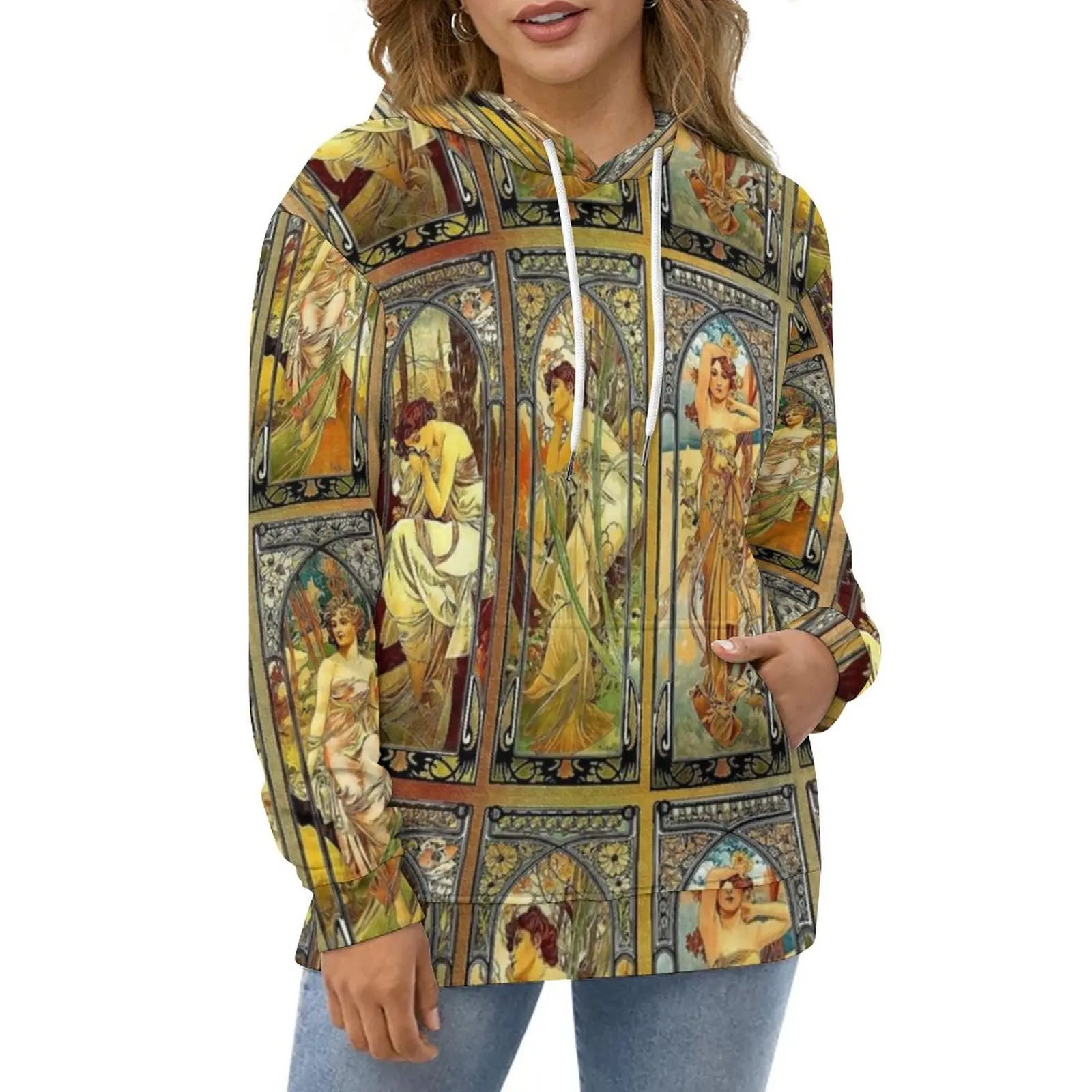 

Толстовка Женская с длинным рукавом и принтом, большого размера