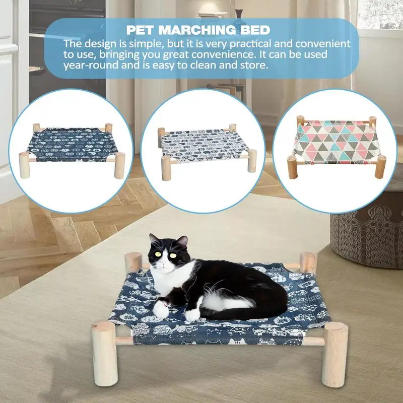 

Cat Dog Hammock Bed Washable Freestanding Elevated Cats Sleeping Bed Detachable Summer Breathable Cooling Sleeping Pet Beds