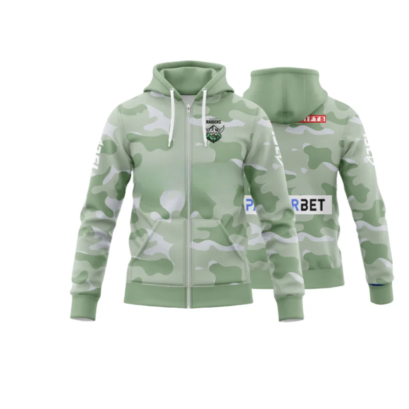 Круглая толстовка с капюшоном на молнии Canberra Raiders Anzac 2024