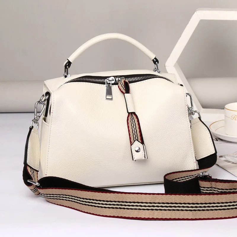 

Женская сумка Boston, новинка 2023, первослойная кожаная трендовая подушка, сумка-тоут, широкие плечевые ремни, сумка-мессенджер на одно плечо