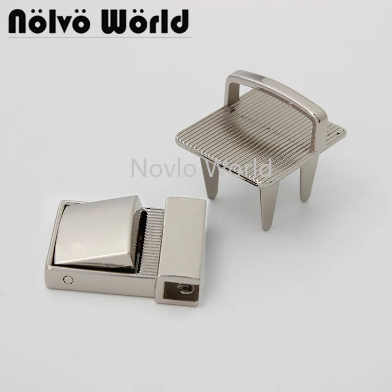 Металлический замок для кожаных сумок и кошельков серебристого цвета 28 х24 мм 10-30