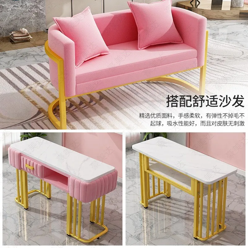 

Net celebrity light luxury nail table single and double economical simple modern imitation marble nail shop table and chair set