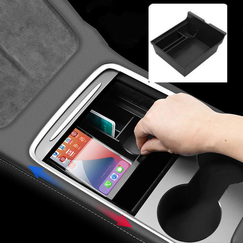 

Model 3 Armrest Storage Organizer For Tesla Center Console Trays Interior Accessories Hidden Cubby Drawer for Phone Glasses Key