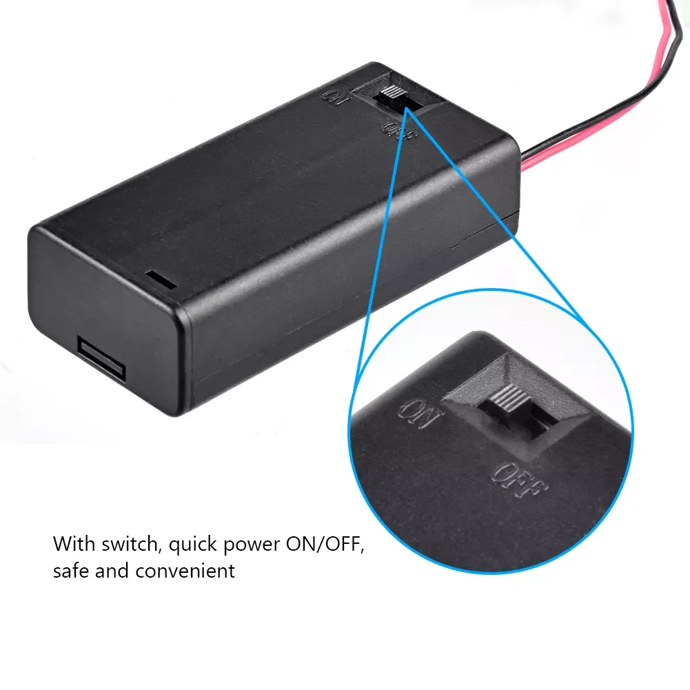 

Power Bank Cases 2X 3X 4X AAA Battery Holder Storage Box Case 9v PP3 Battery Container With Wire Lead Lid Cover Switch