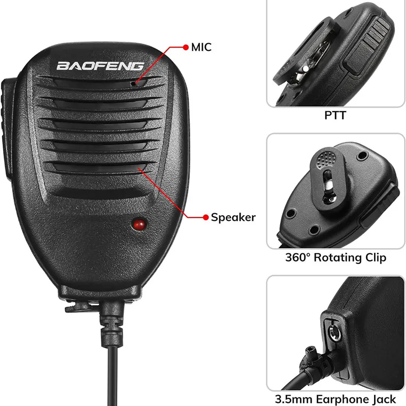 RISENKE Remote Handsfree Shoulder Handy Speaker Microphone for BaoFeng UV-9R Plus BF-A58/9700/R760 GT-3WP Walkie Talkies(5 PCS)