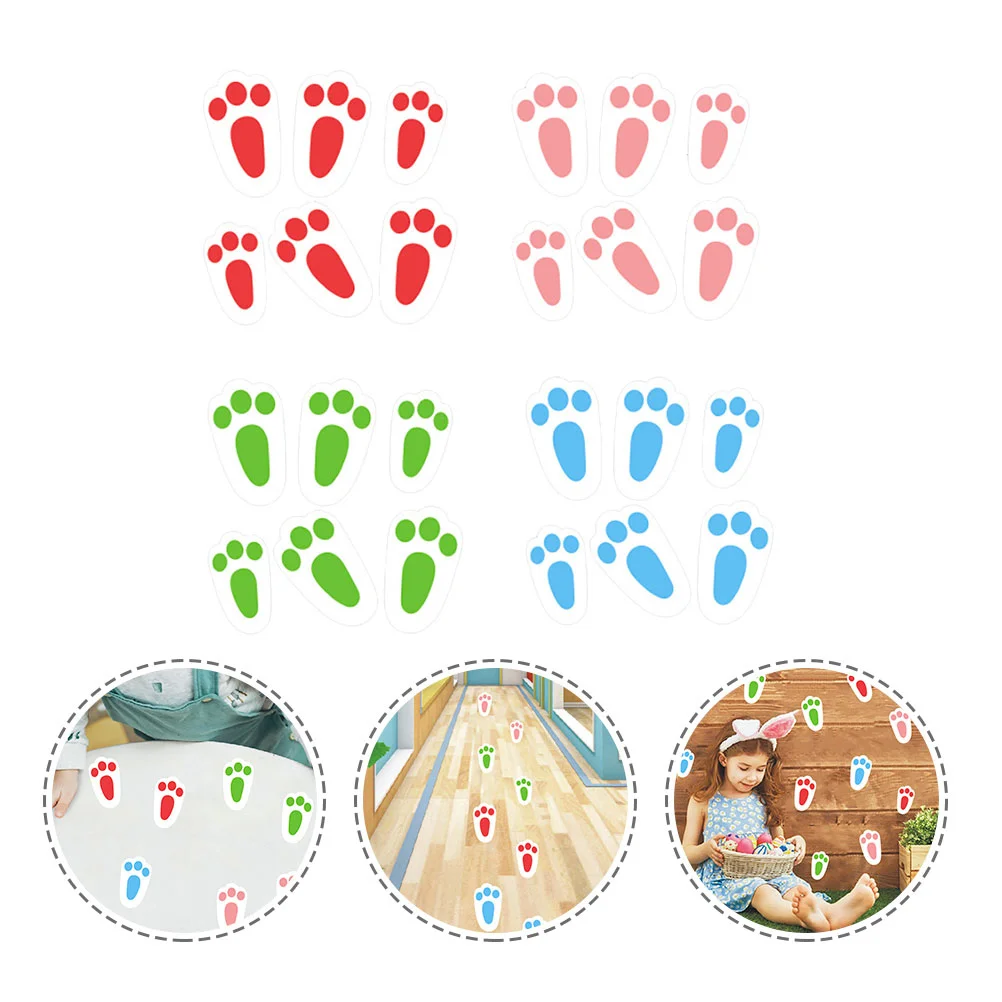 

24pcs Bunny Footprints Decals Easter Window Clings Rabbit Footprints Clings