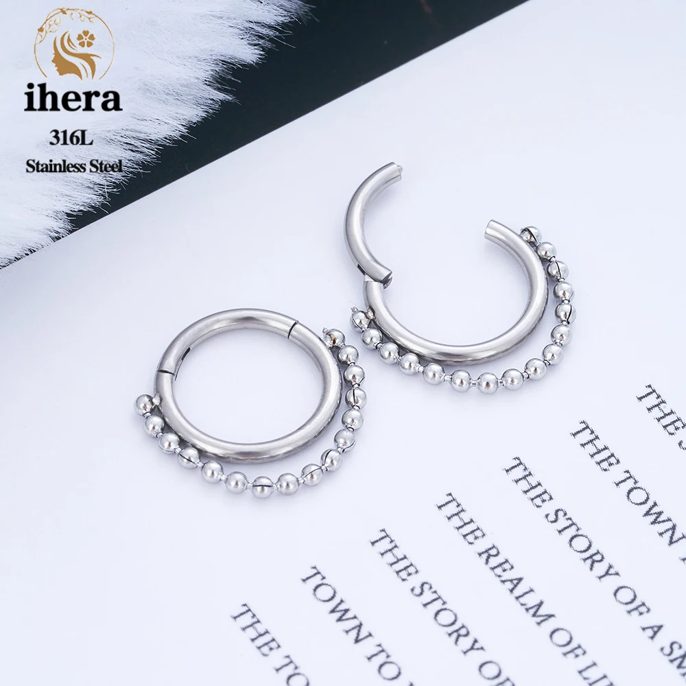 

1/10PCS 316L Stainless Steel Dangling Chain Round Earrings Hoops Nose Septum Piercing Ring Ear Cartilage Tragus Helix Jewelry