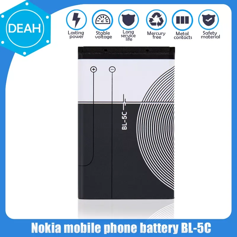 

1PCS BL5C BL-5C BL 5C 3.7V Lithium Polymer Phone Battery For Nokia 1100 1110 1200 1208 1280 1600 2600 2700 3100 3110 5130 6230