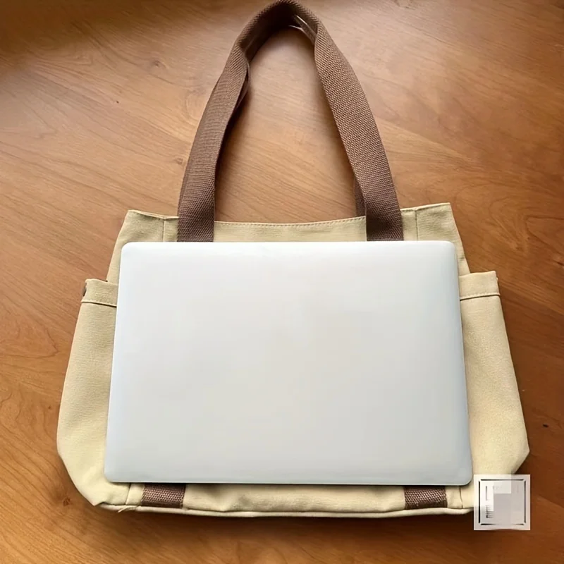 Вместительная холщовая однотонная Сумка-тоут с надписью универсальная сумка для