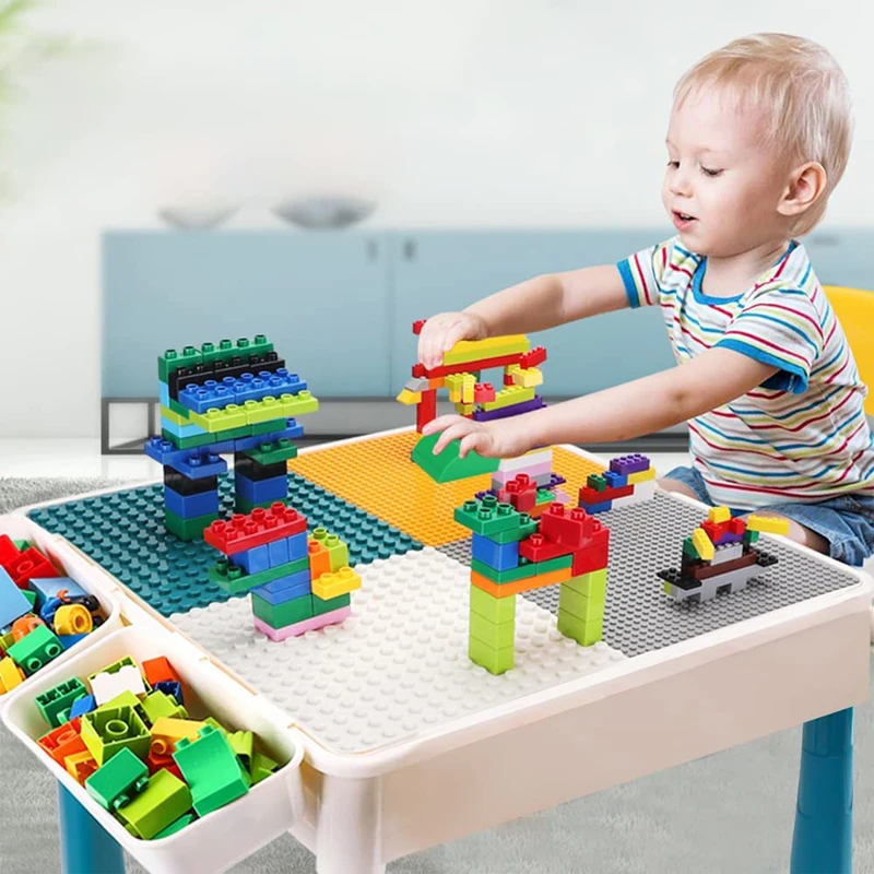 Hot Multifunctional Building Table Kids Activity Big Building Blocks Compatible Educational Children Table Large Block Toys Gift