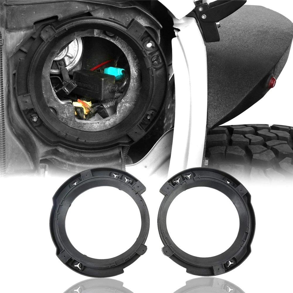 

1 Pair 7inch Black Left & Right Headlight Mount Bracket Ring Bucket Base for Jeep Wrangler JK & Unlimited 2007-2018