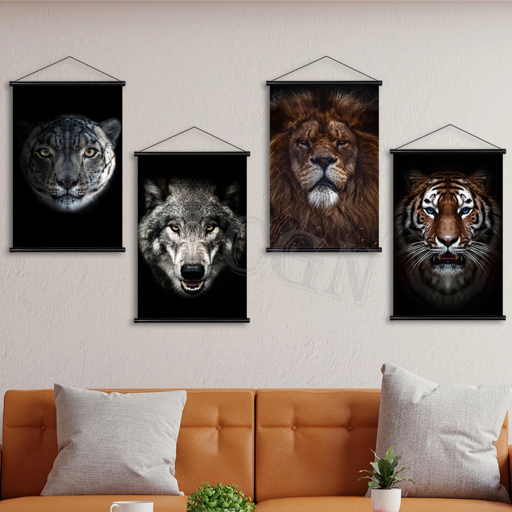 Настенные художественные плакаты с тигром черно-белые картины на холсте