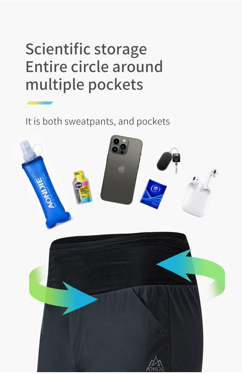 AONIJIE FM5163 Men Sports Quick Drying Pants Tracksuit Bottoms Running Mid-rise Drawstring Trousers For Daily Fitness Gym