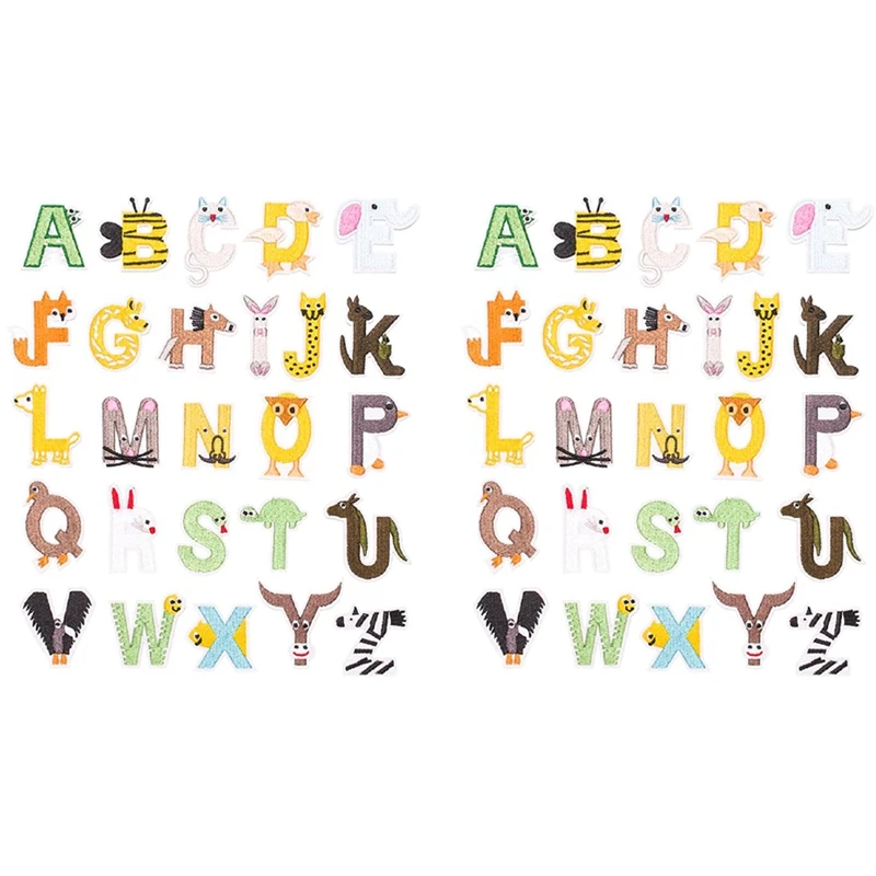 

52X Cartoon Color Cute Alphabet Iron On Letter Patch Biker Applique Patches For Clothing Baby Cloth Sticker Embroidery