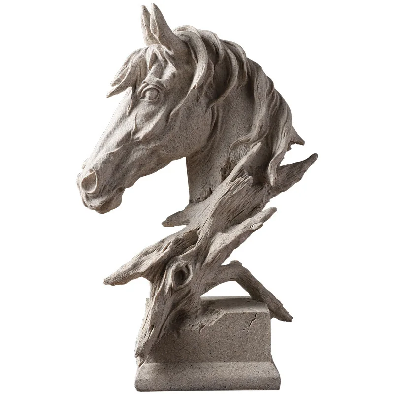 

MODERN SCULPTURE HORSE HEAD STATUE ORNAMENTS RESIN CRAFTS FOR HOME DECORATION ACCESSORIES ABSTRACT MINIATURE MODEL FIGURINE GIFT