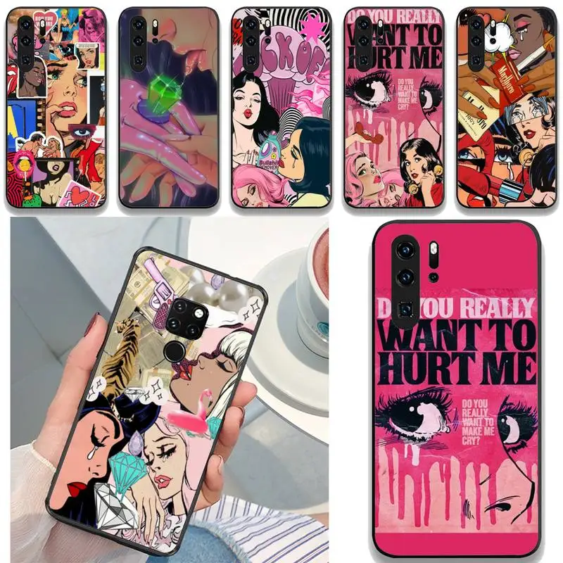 

Retro Sexy Crying Beauty Poster Phone Case For Huawei Mate 10 20 Lite Pro X Honor Play Y6 5 7 9 Prime 2018 2019 Cover