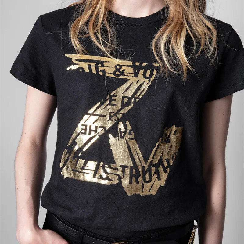 

New Arrvial Woman Tshirts Zv Fashion Spring Summer Tshirts Hot Stamping Printing Tshirts for Women Zadig et Voltaire Tshirts