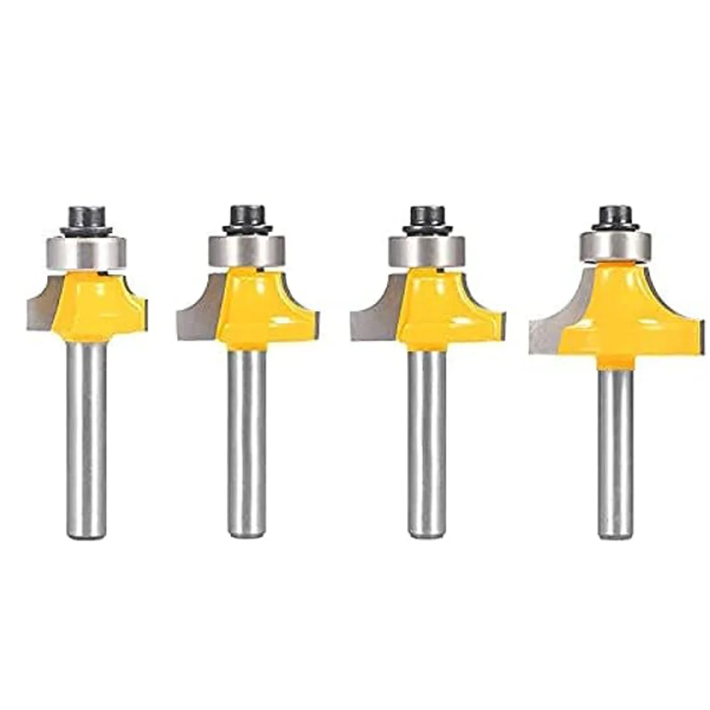 

4pcs Premium C2 Carbide Roundover Router Bit Set 1/4 inch Shank R 1/8" to 5/16" Durable Woodworking Tool