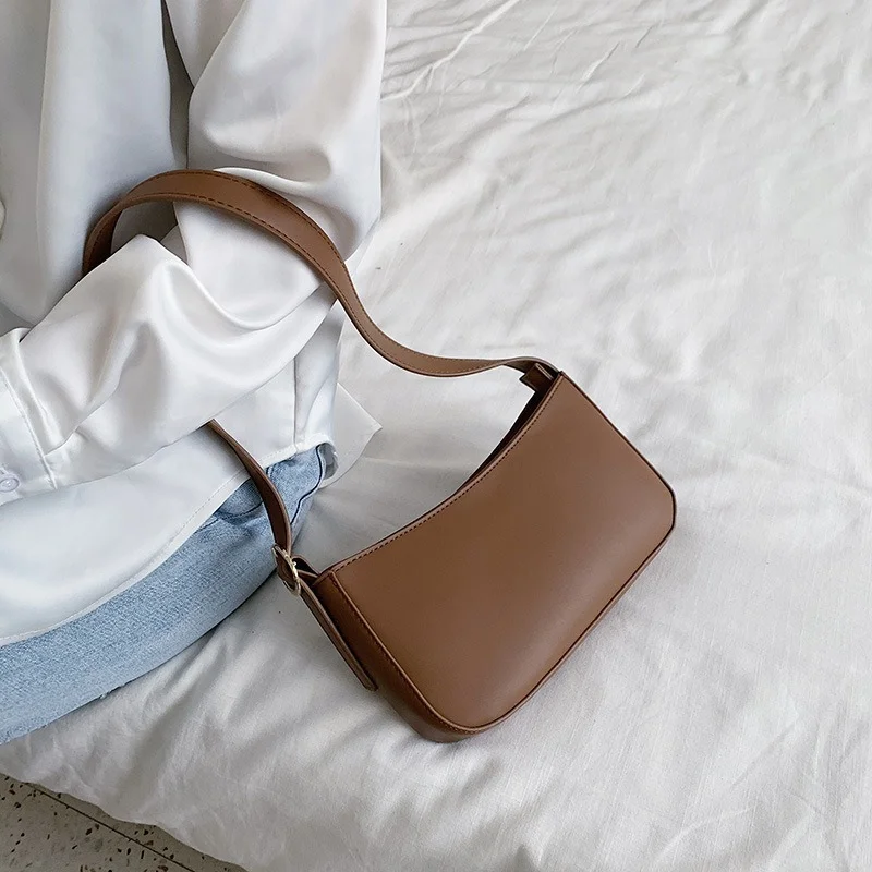 

Cute Solid Color Small PU Leather Shoulder Bags For Women 2022 Summer Simple Handbags and Purses Female Travel Totes