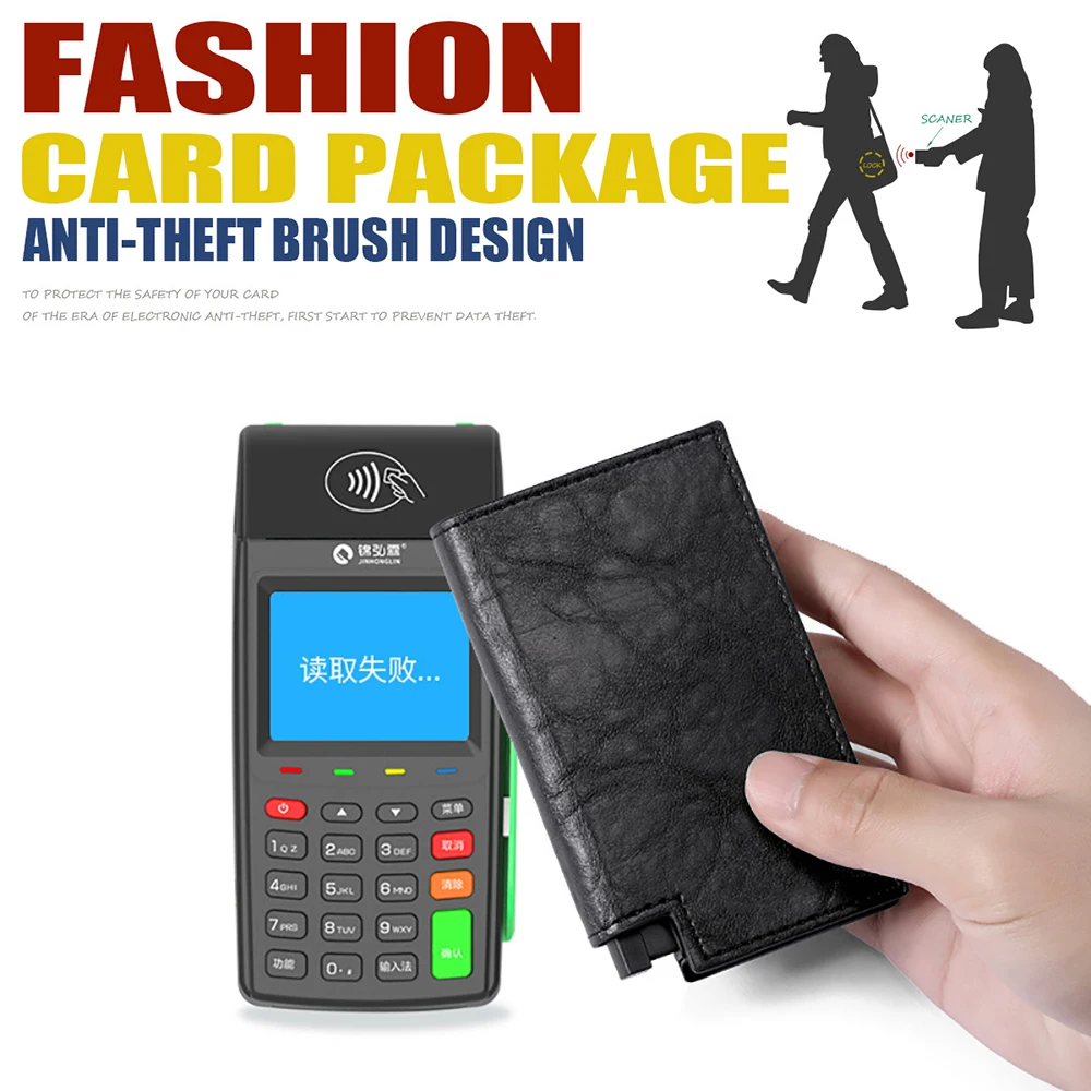 ID Credit Bank Card Holder Wallets Men Luxury Brand Anti Rfid Blocking Protected Carbon Fiber Mini Money Wallet Aluminum Wallet