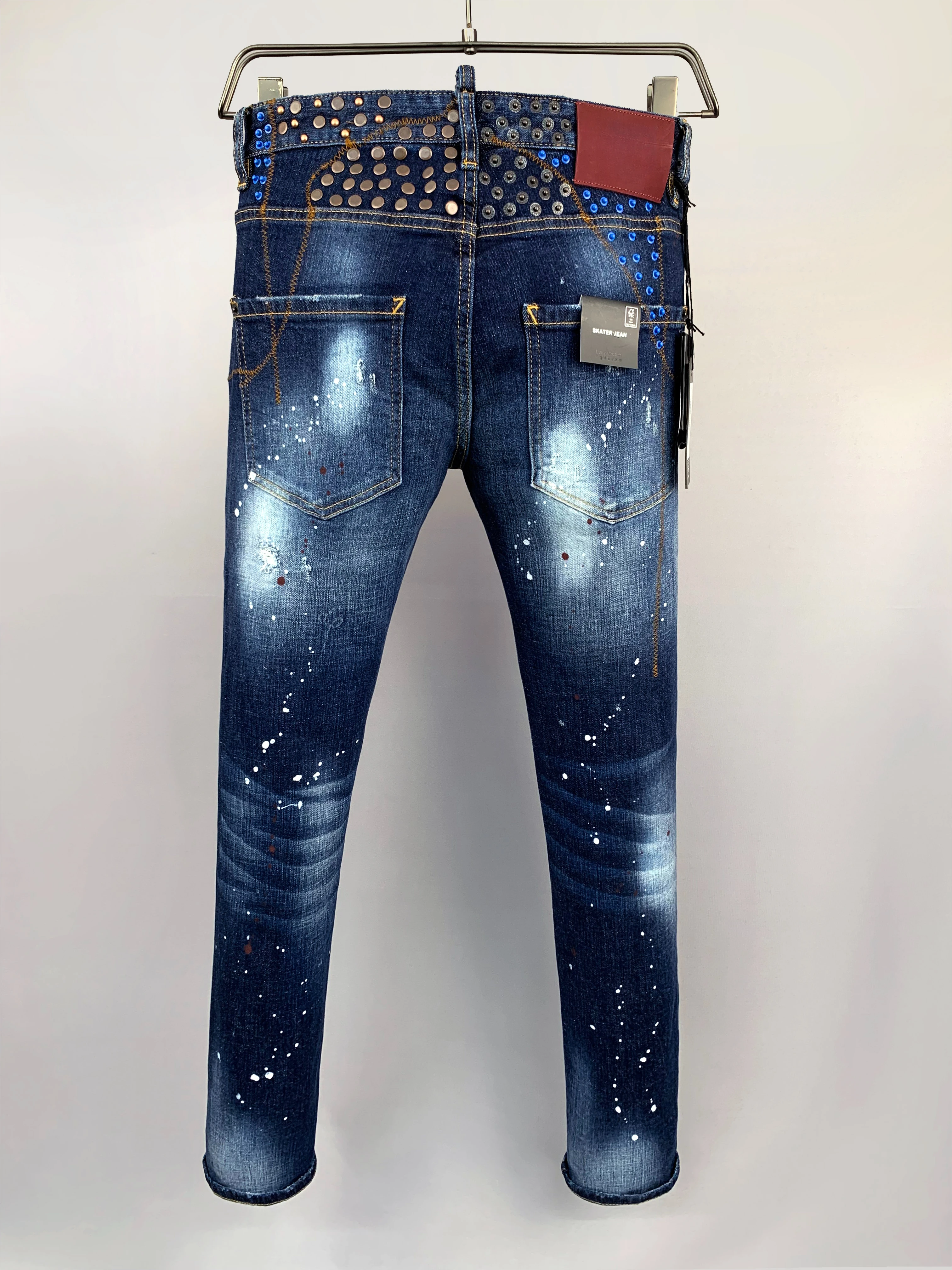 Брюки-Карандаш мужские стрейчевые рваные узкие байкерские черные джинсы штаны