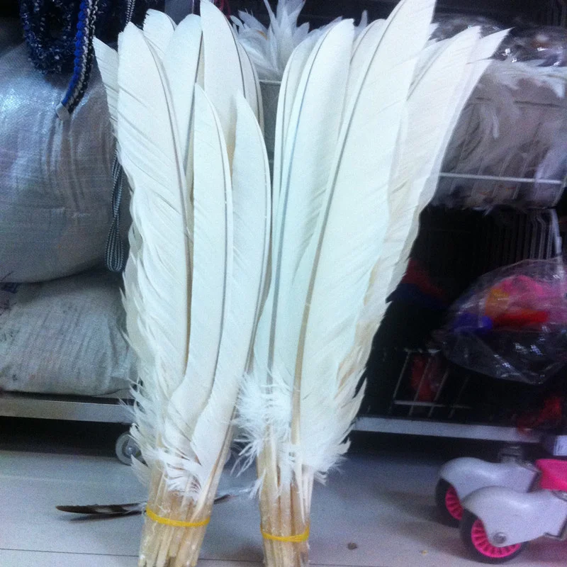10Pcs White Eagle Feathers for Crafts 22-26 Inches /55-65cm Pheasant Feathers Jewelry Accessories Stage Performance Diy Symmetry