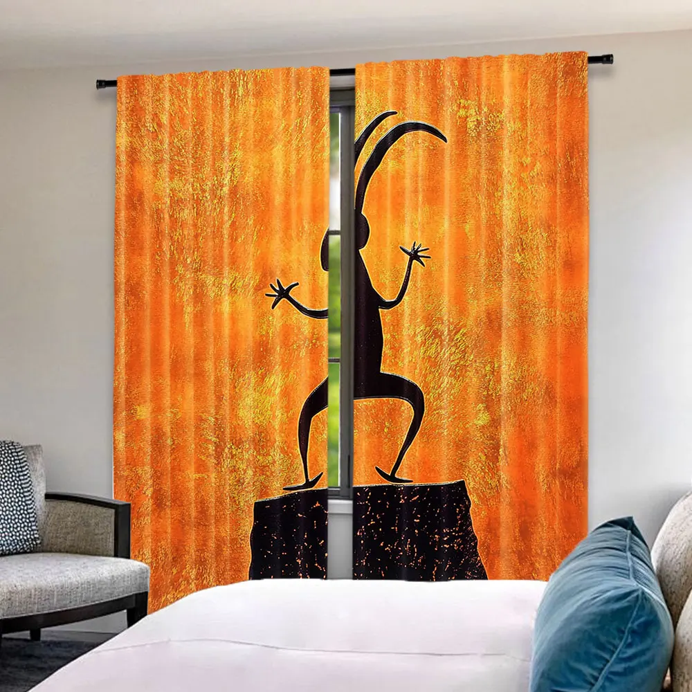 2 шт. ретро занавеска в этническом стиле с изображением танцующего персонажа