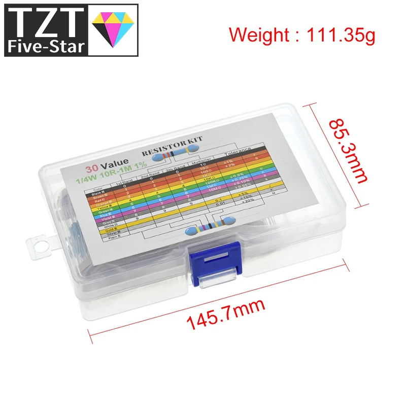 Комплект металлических пленочных резисторов 600 1% шт./партия 1/4 Вт набор в