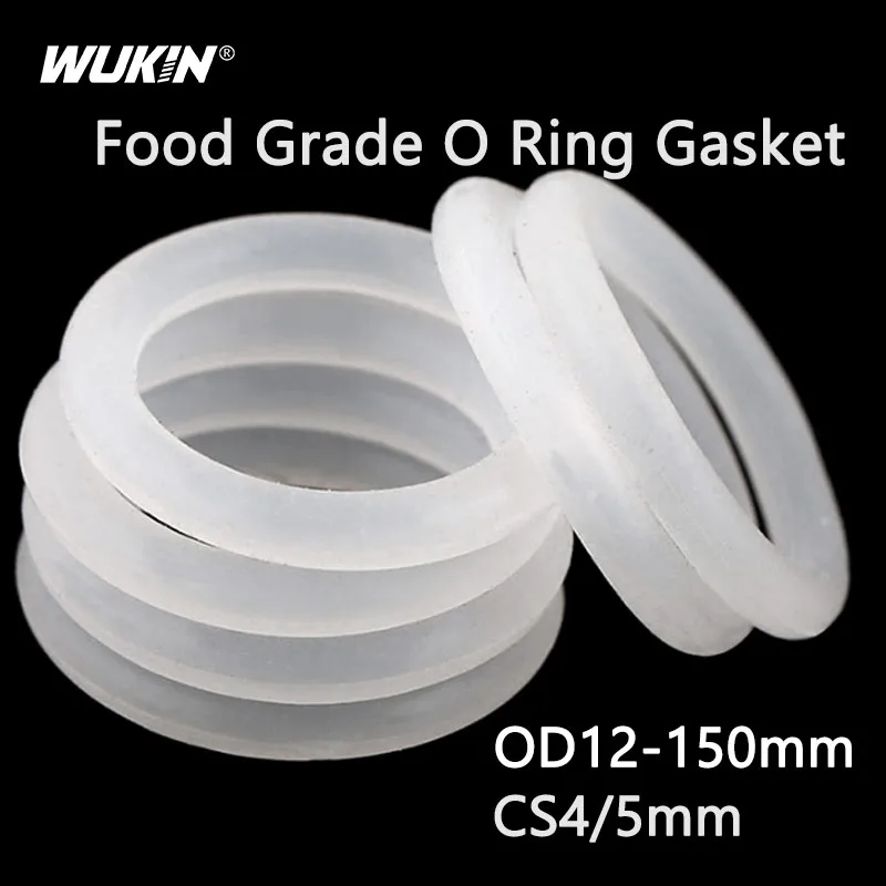 

20/10/5PCS Food Grade Silicone O-Ring Gasket White Rubber O Ring Seal Washer OD 12-150mm CS 4/5mm Waterproof Ring Gaskets