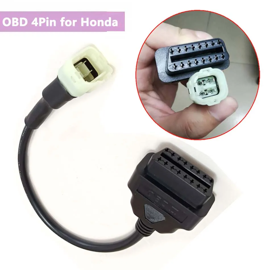 

Кабель OBD с 16pin на 4 pin для мотоциклов Honda, K-Line, обнаружение неисправностей, преобразователь OBD2, 16P, коннектор для Honda 4