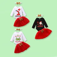 2023 Baby Girl Fall Outfit Tutu Dress With Headband Christmas New Year Santa Romper Designer Newborn Clothing Fall Winter Infant