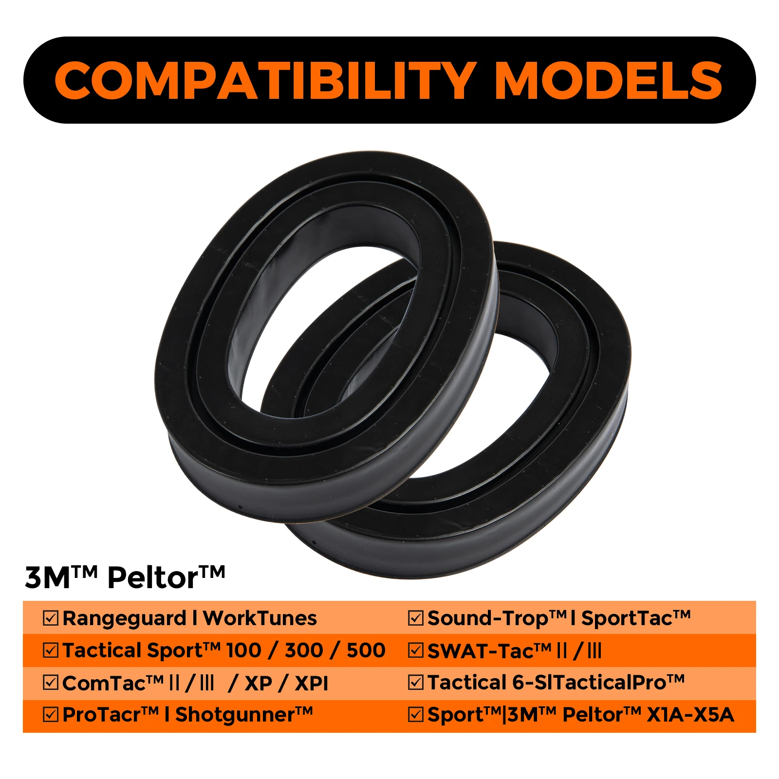 Фото PROTEAR силиконовые гелевые амбушюры для 3M WorkTunes/Peltor Sport/Range/Guard/Connect самоклеящиеся и охлаждающие сменные амбушюры №2