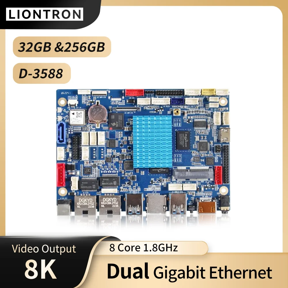 Liontron Motherboard Rockchip RK3588 PCIe 2.5G Ethernet 32GB LPDDR4X DEC-3588 Support Linux Debian 11 Android 12 Ubuntu 20.04