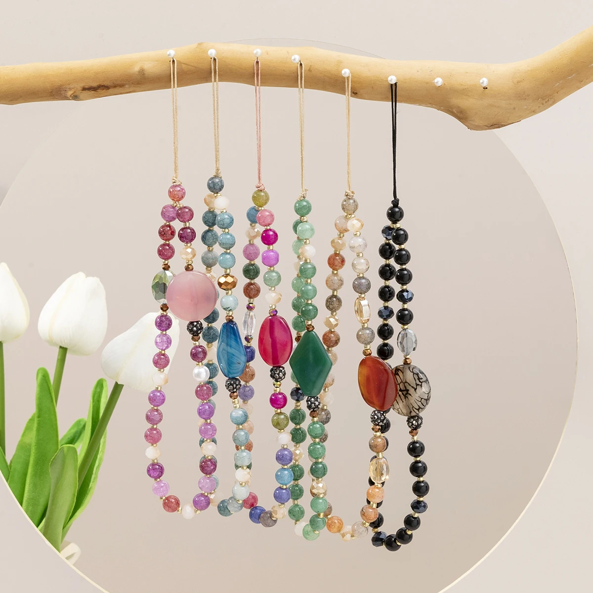 

New Crystal Bead Short Phone Chain for Women Phone Lanyard Strap Friendship Jewelry Gift