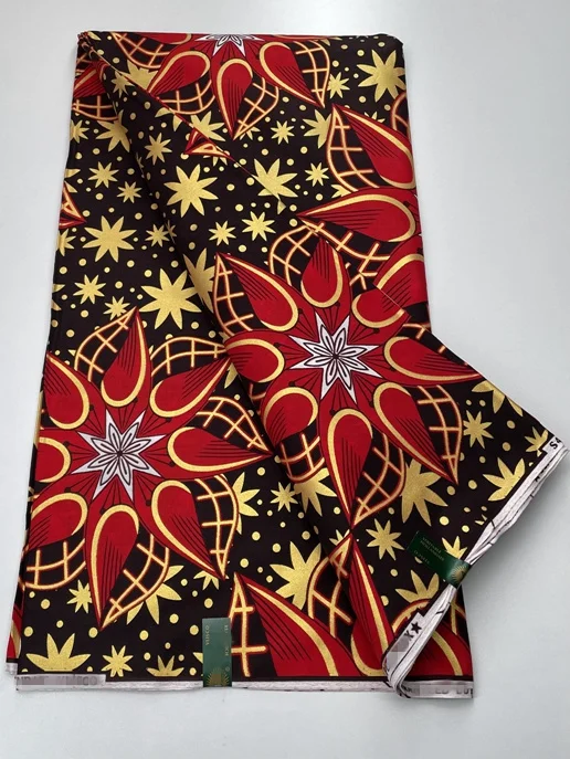 Самая популярная модная африканская золотая восковая ткань с принтом Анкара 6