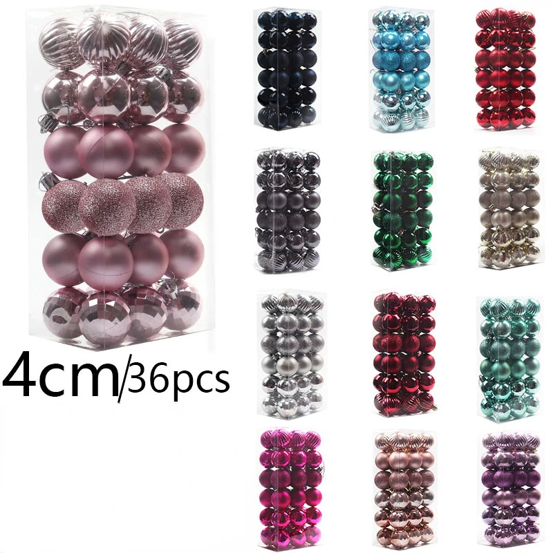 

36PCS Plastic Christmas Balls Christmas Tree Ornament Hanging Pendant Home Interior Decoration New Year Gift Navidad