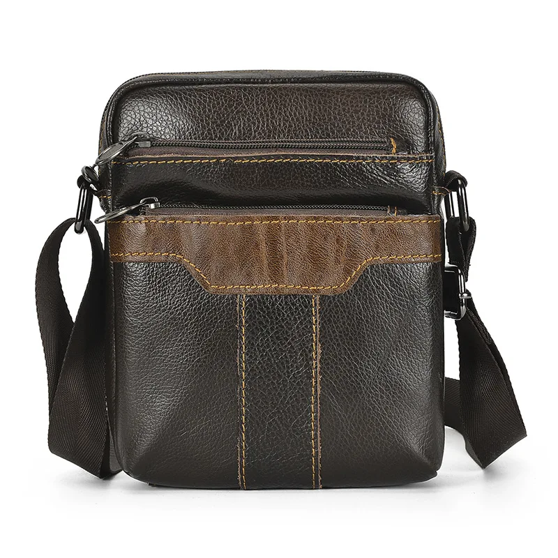 

New Men Messenger Bags Simple Retro Genuine Leather Shoulder Bag Korean Trend All-Match Crossbody Bag