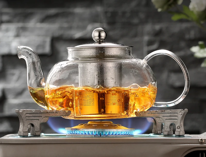 

600/800ml Heat Resistant Glass Teapot Flower Tea Set Kettle Coffee Tea Pot Drinkware Set Stainless Steel Strainer Teapot