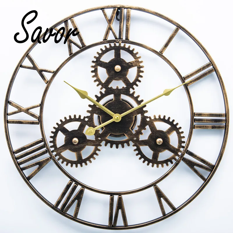 

Industrial Gear Wall Clock Decorative Retro MDL Wall Clock Industrial Age Style Room Decoration Wall Art Decor (Without Battery)