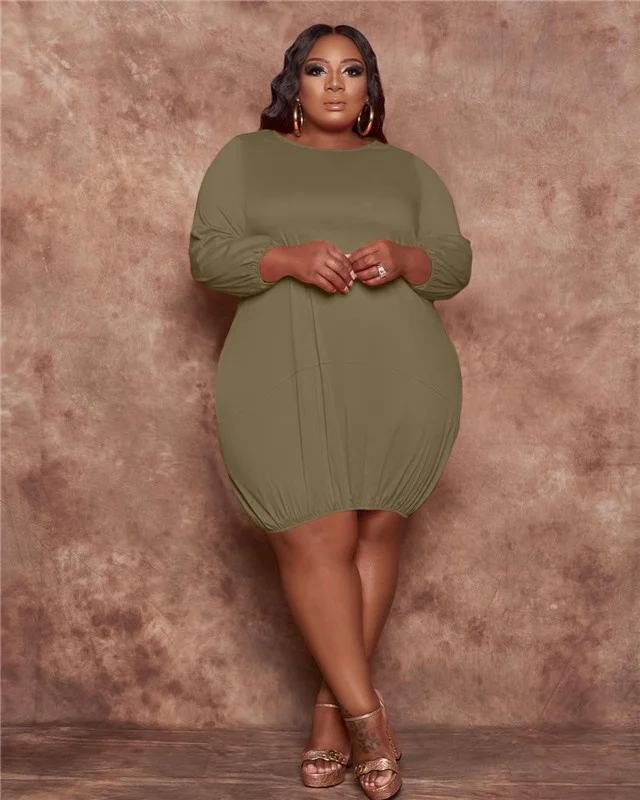 Plus Size New Style Dresses for Women 5xl Party Dress Solid Soft Fabric Stretch Midi Dress Fall Clothes Whole 3xl 4xl 5xl 6xl
