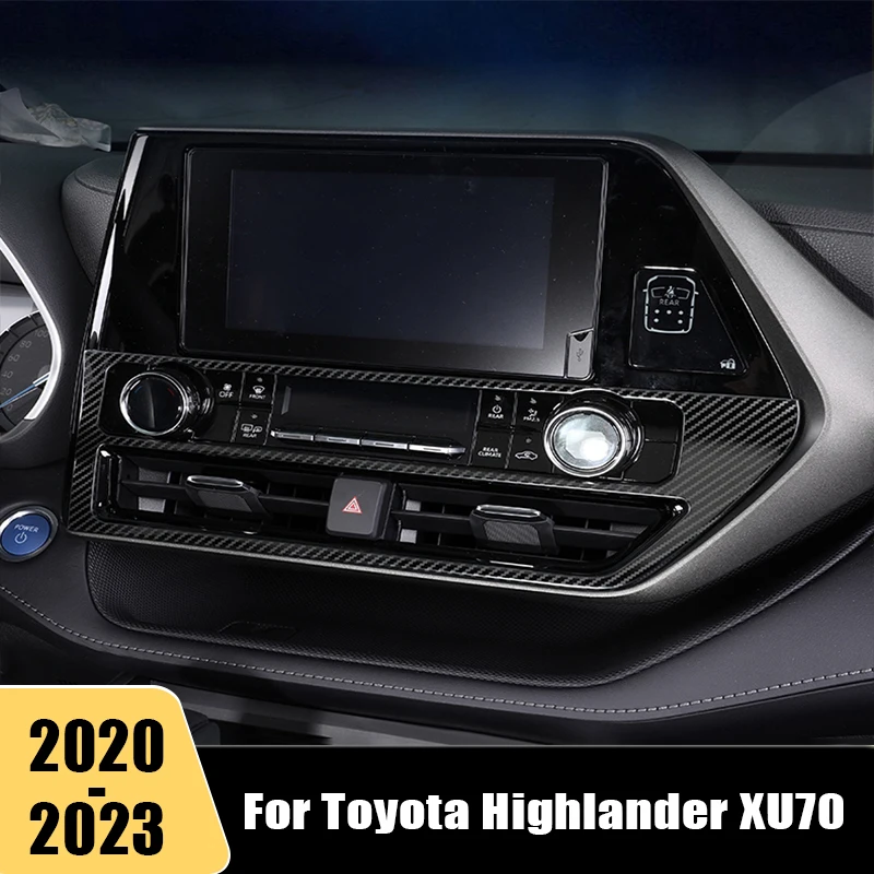 

Stainless Car Center Console Air Conditioner CD Panel Cover Trim For Toyota Highlander XU70 2020 2021 2022 2023 Accessories