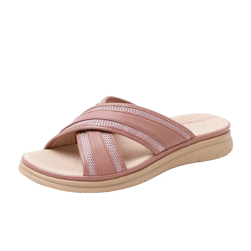 

2022 Summer Shoes Women Summer Holiday Slippers Flat Non-slip Women Slippers Soft Comfortable Black Pink A4601