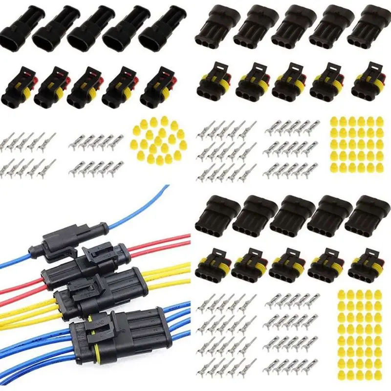 

15 Kits 2+3+4 Pins Way Car Auto Sealed Waterproof Electrical Wire Connector Plug