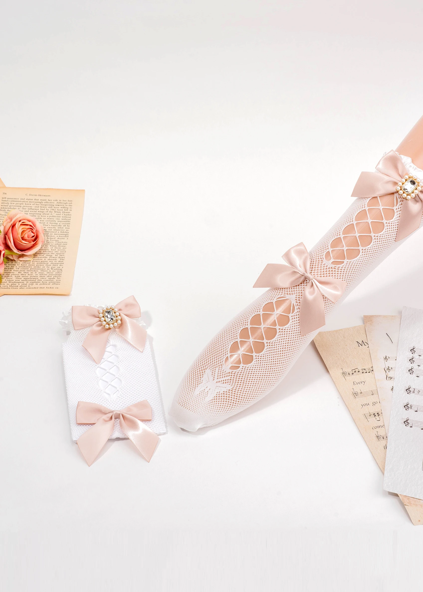 Japanese Style Summer Socks Mine Mass-Produced Lace Square Diamond Bow Sweet Cute Girl Socks Calf Mesh Stockings for Women