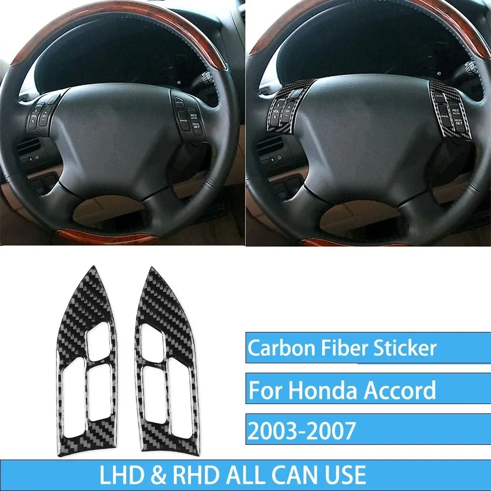 

Для Honda Accord 7-го поколения 2003-2007 углеродное волокно, кнопка колеса водителя, внутренняя панель автомобильных аксессуаров, наклейки на крышку, авто отделка