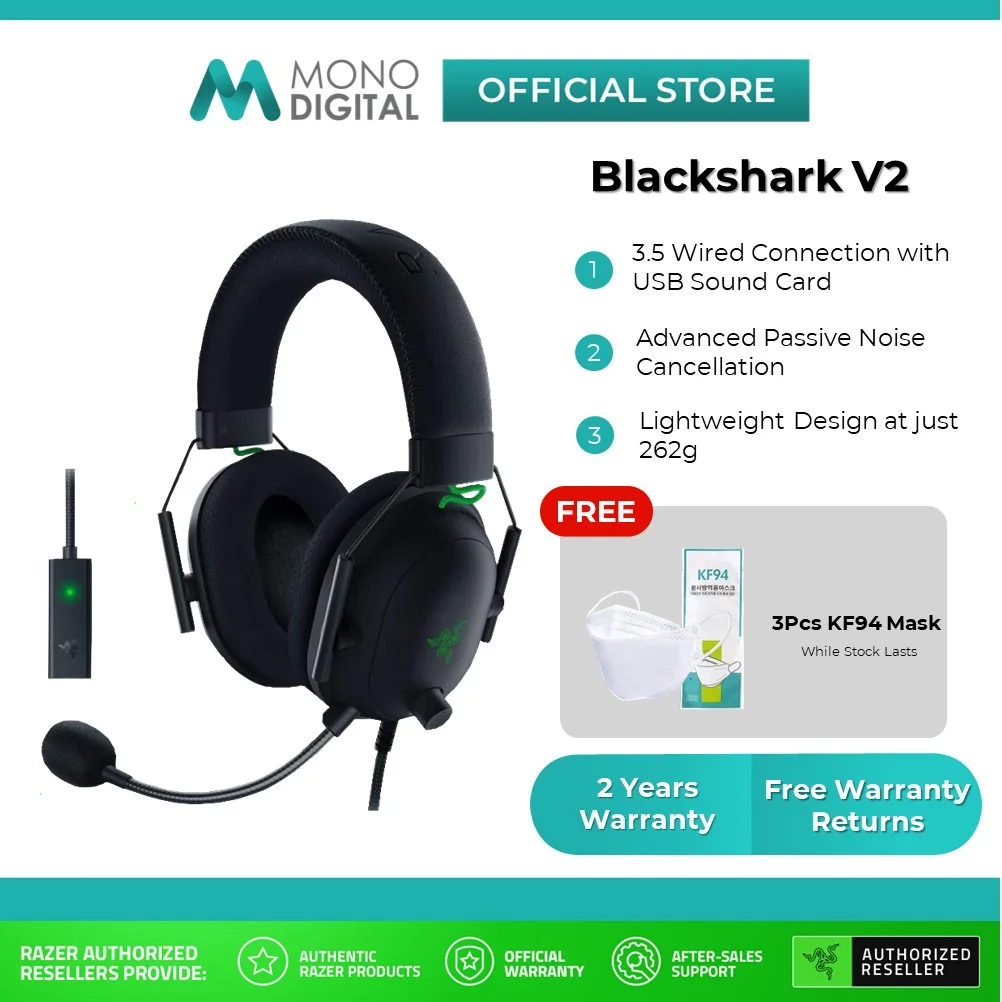 

Игровая гарнитура Razer BlackShark V2/BlackShark V2 X 3,5 мм THX space/7,1 Surround Sound (3 шт. в комплекте)