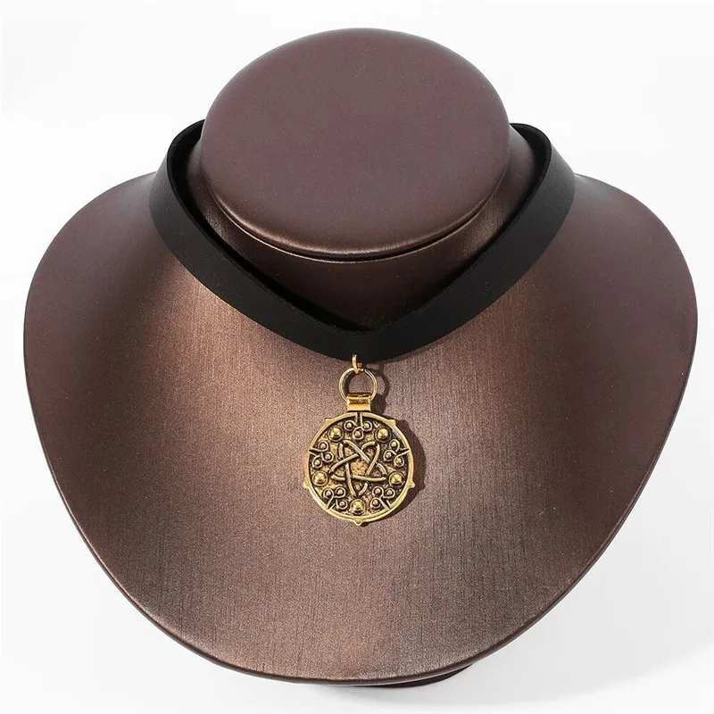 Wizard 3 Medallion Women Necklace Men Choker Neck Stainless Steel Necklaces for Leather Women's Chokers Fashion | Украшения и